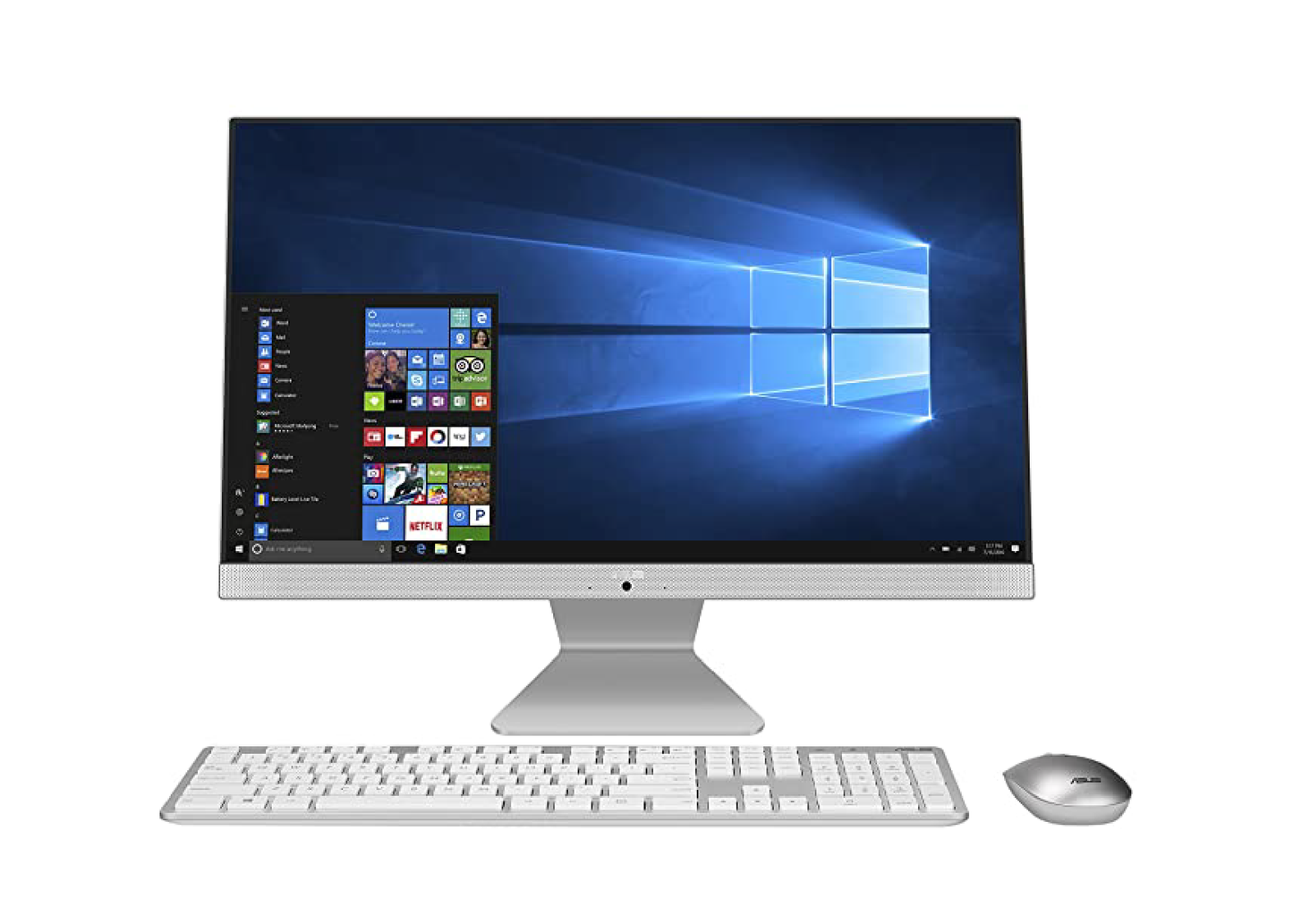 ASUS AIO M241, 23.8-inch (60.45 cms) FHD, Dual Core AMD Ryzen 3 3250U, All-in-One Desktop (4GB/1TB HDD/Windows 10/Integrated Graphics/with Wireless Keyboard & Mouse/White/5.4 Kg), M241DAK-WA150T