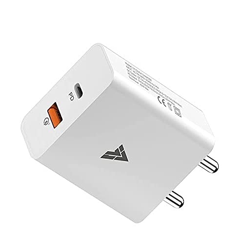DR VAKU 20W USB C Power Adapter PD QC 3.0 PowerPort II, for iPhone 12 Fast Charger, 2-Port Wall Charger Power Delivery PD 3.0 with USB C and QC 3.0 USB A, Dual Port (White)