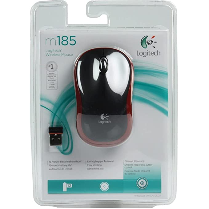 Logitech Wireless Mouse M185 (Red)