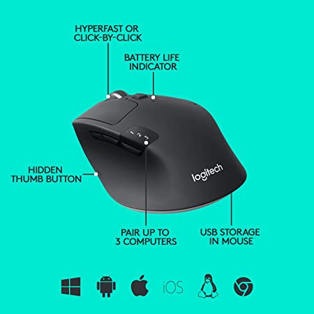 Logitech M720 Triathlon Multi-Device Wireless Mouse - Graphite Black
