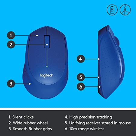Logitech M331 Silent Plus Wireless Mouse - Blue