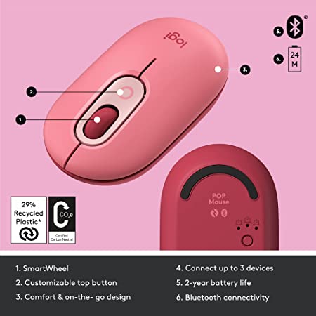 Logitech POP Mouse, Wireless - Heartbreaker