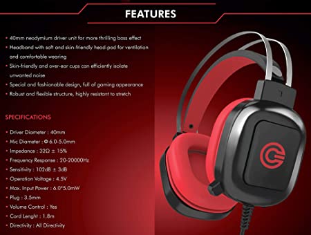 Circle Battle Pro Over Ear Gaming Headphone Headset with Mic