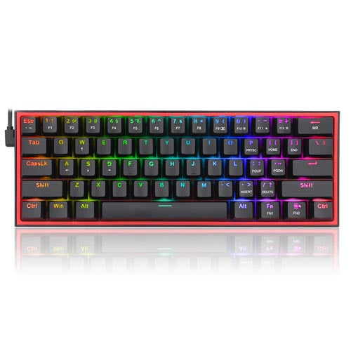 Redragon Fizz K617 – 60% Wired Mechanical Keyboard Black (Red Switches) ﻿﻿